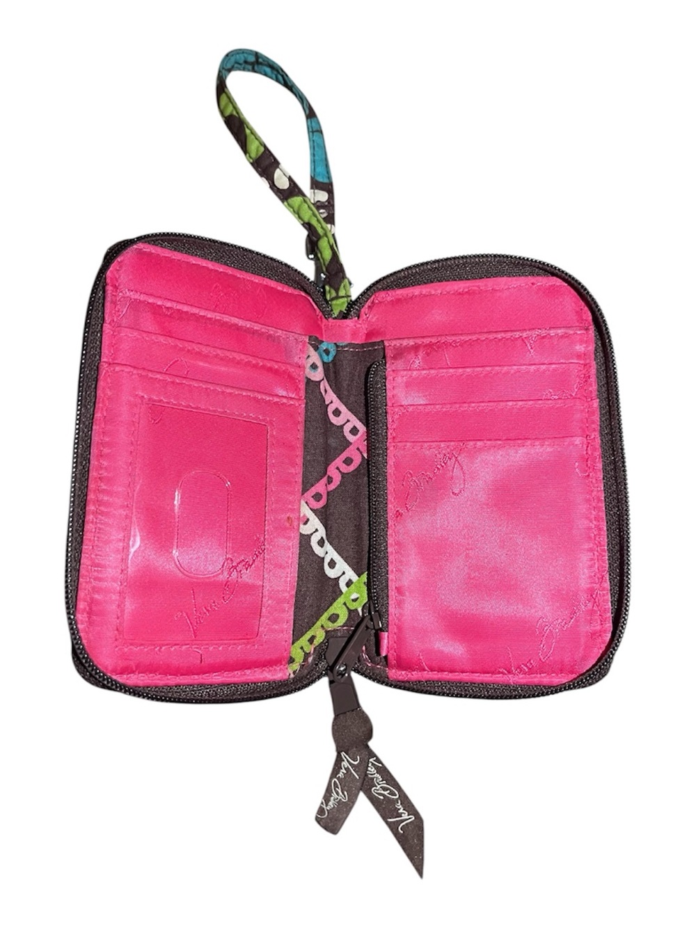 Vera Bradley Quilted Floral Wristlet in Pink, Lime & Brown - Picture 4 of 7